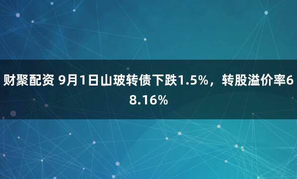 财聚配资 9月1日山玻转债下跌1.5%，转股溢价率68.16%