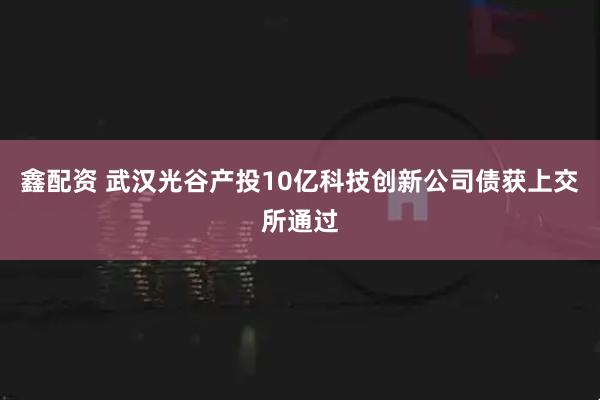 鑫配资 武汉光谷产投10亿科技创新公司债获上交所通过